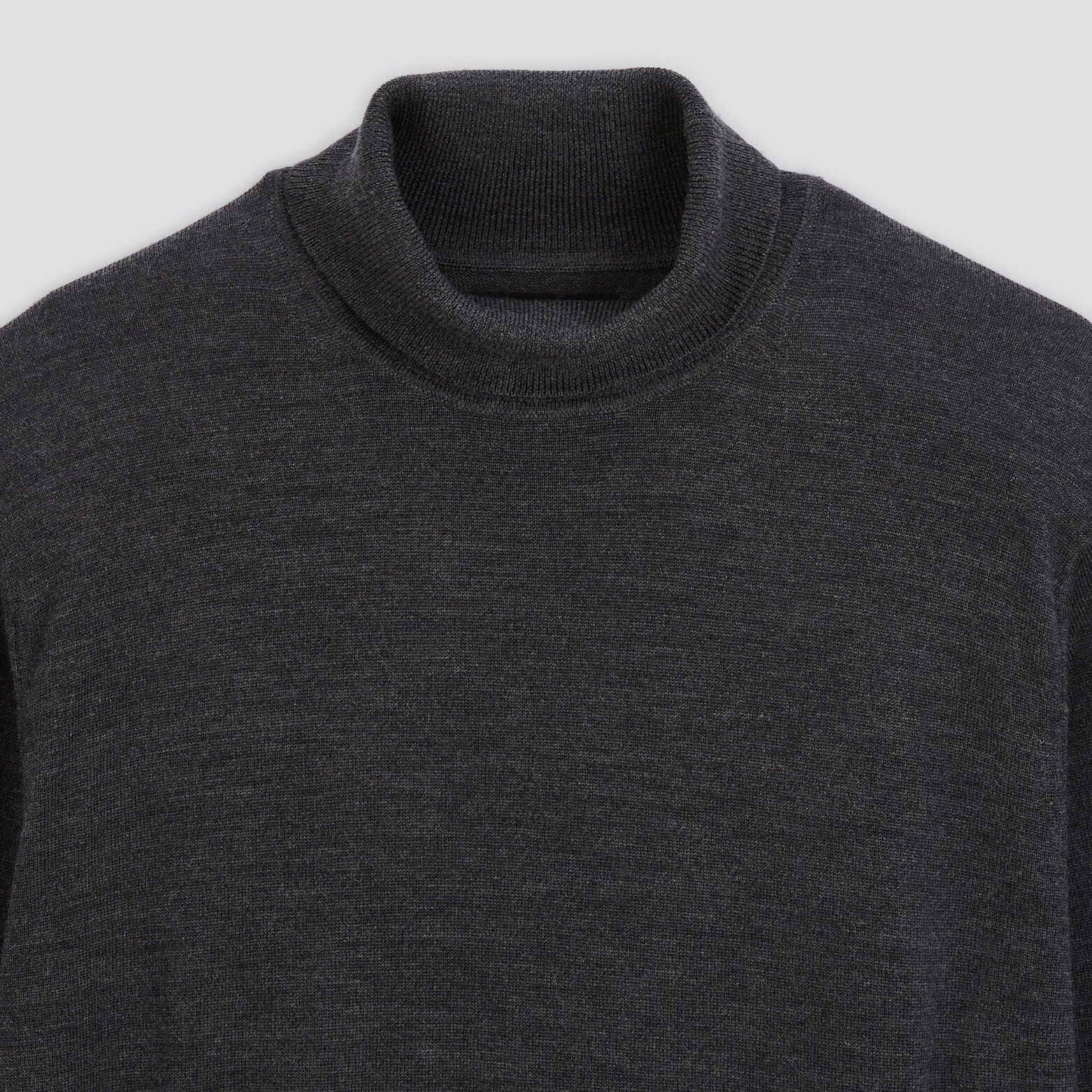 Pull col roulé en laine mérinos Gris foncé