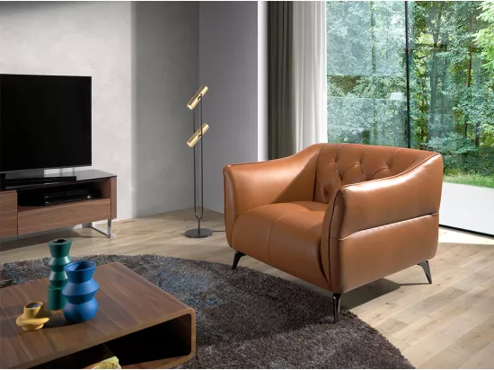 Fauteuil de cuir brun avec capitonné 5098 ANGEL CERDA