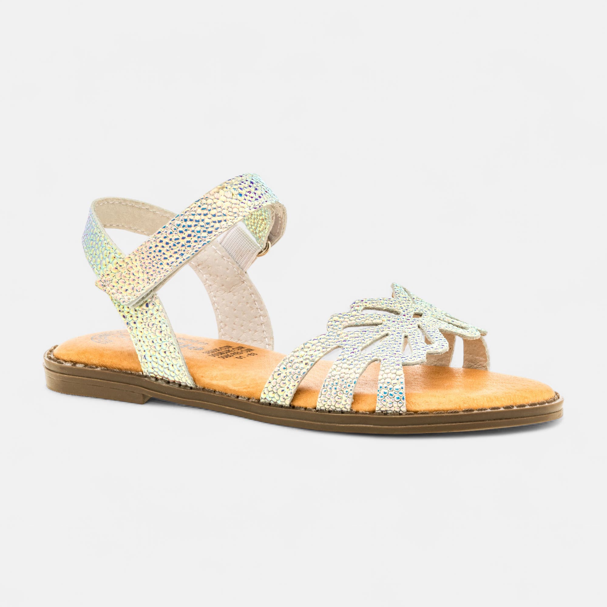 Nu-pieds Fille en cuir or
