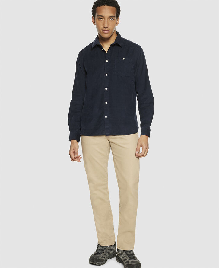 Knowledge Cotton Apparel Regular fit corduroy shirt - GOTS/Vegan Blå