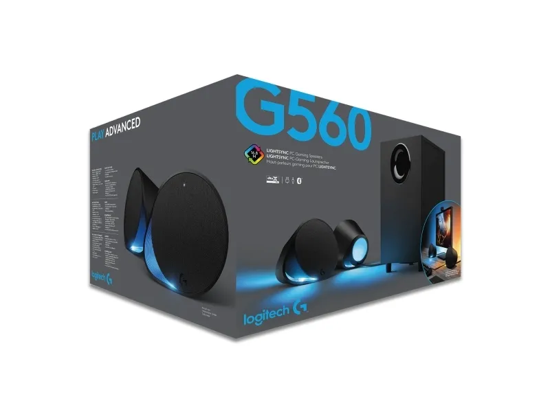 Logitech G560 - Højttalersystem - til PC - 2.1-kanal - trådløs - Bluetooth - USB - 120 Watt (Total)