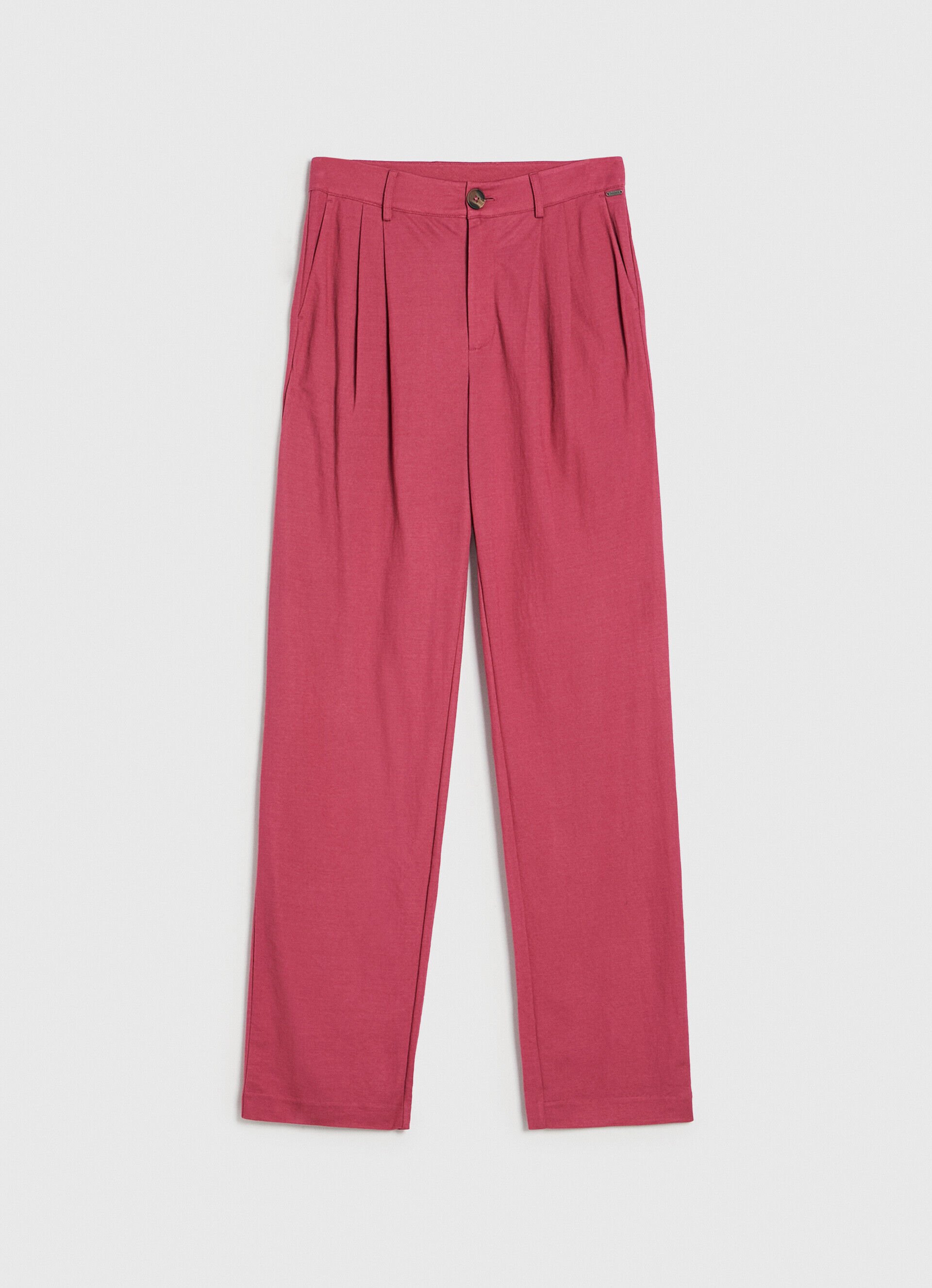 Calça chino de tecido fluido - rosa blush escuro