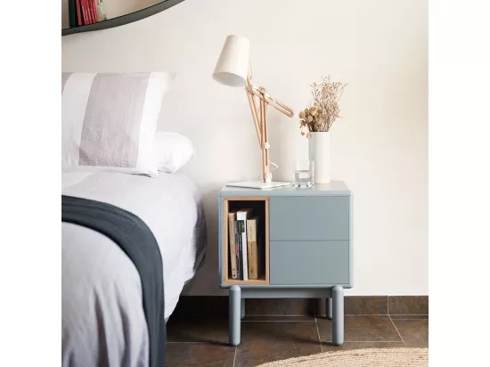 Corvo - Table de chevet en bois : Couleur - Gris clair