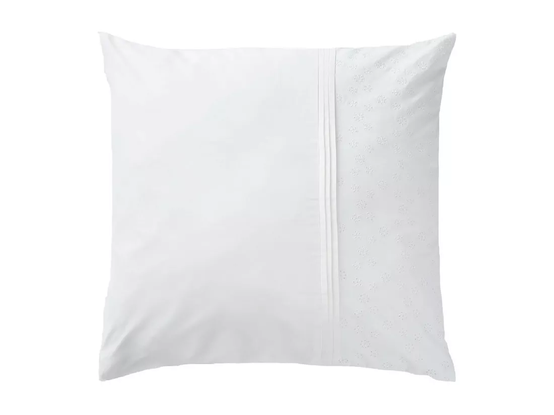 POLA - Taie d'Oreiller 63x63cm Coton Coloris Coco avec Détails Ajourés