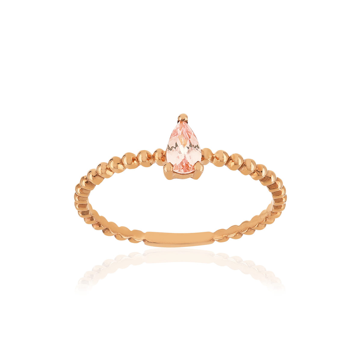 Bague or rose 375 grenat couleur ambrée
