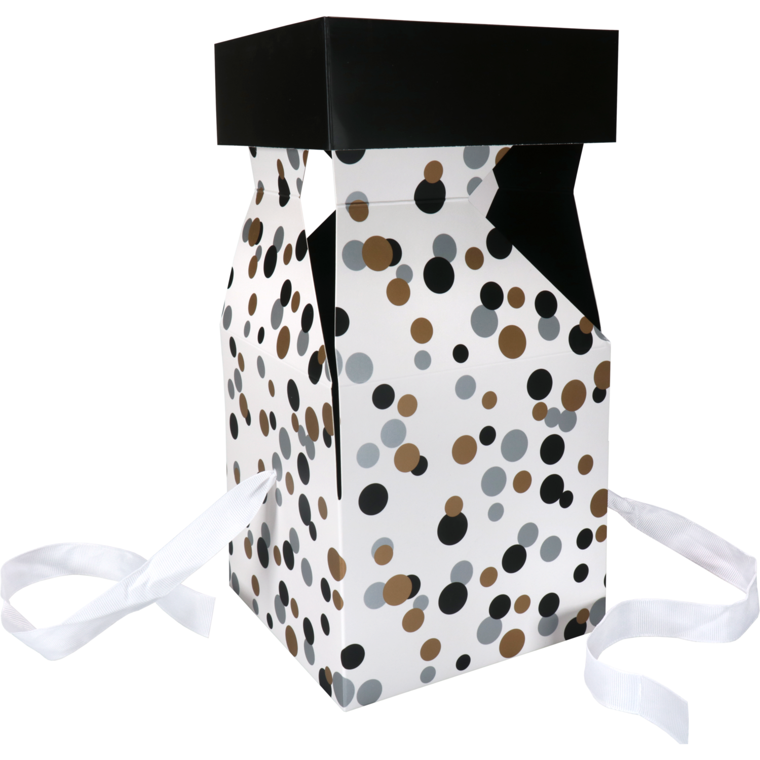 Pop-updoos, Confetti, karton, 15x15x15cm, zilver/goud/zwart