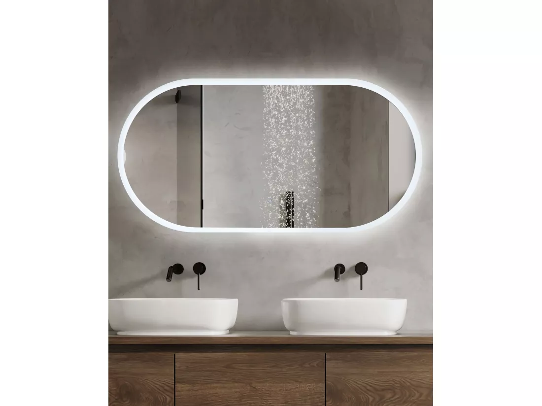 Miroir de salle de bain LED CHATEAUROUX 120 cm 60 cm Argenté
