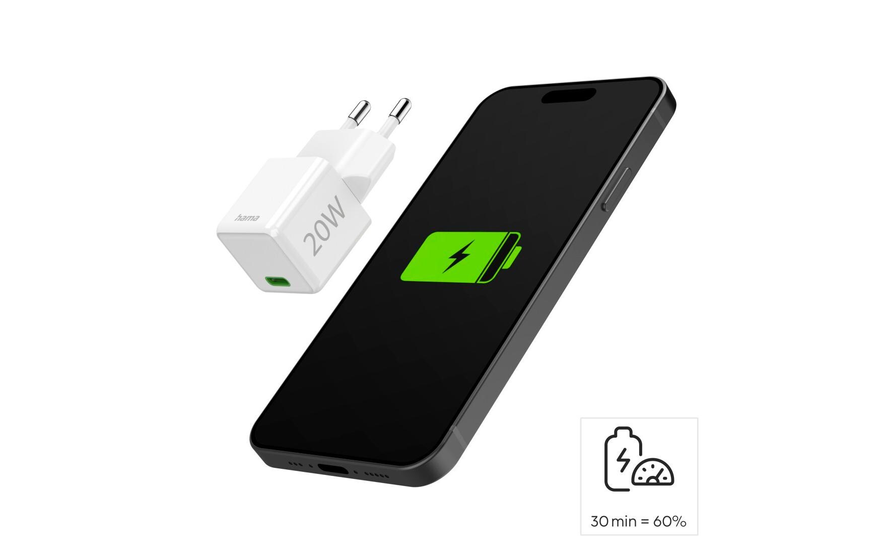 USB-Wandladegerät Mini-charger USB-C 20 W WeissSuper-Mini-Ladegerät USB-C