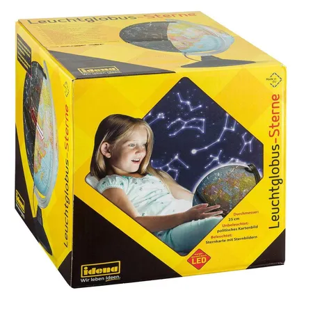 Idena Globus, Leuchtglobus, Ø 25 cm, mit politischem Kartenbild und Sternbildern