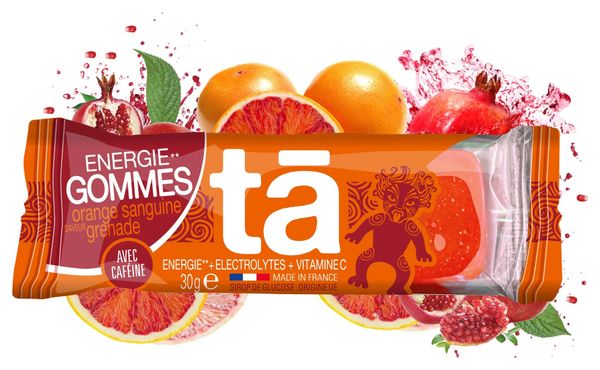 Gommes énergétiques   caféine Tā Energy Orange Sanguine/Grenade - 30g