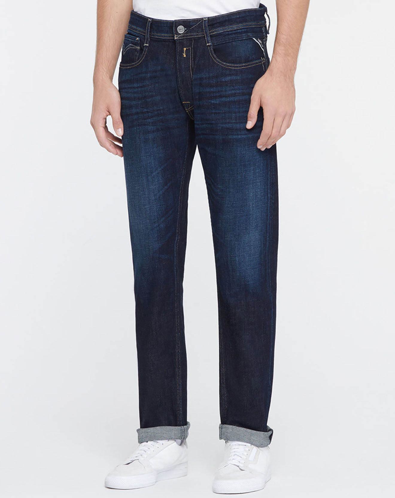 Replay Jean droit 100% Coton Bio Pure Denim Rocco bleu foncé