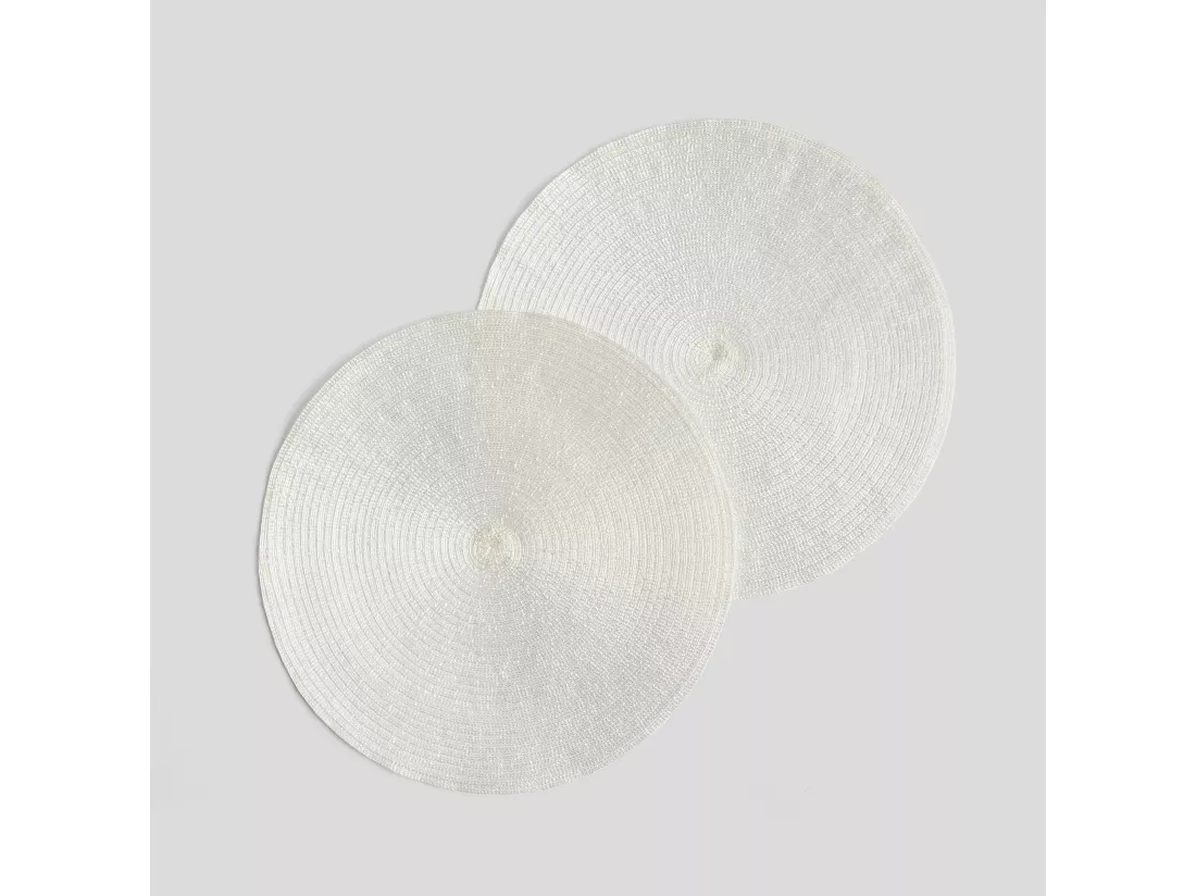 Ensemble De Sous-Verres Décoratifs Glitter Blanc Moyen 38