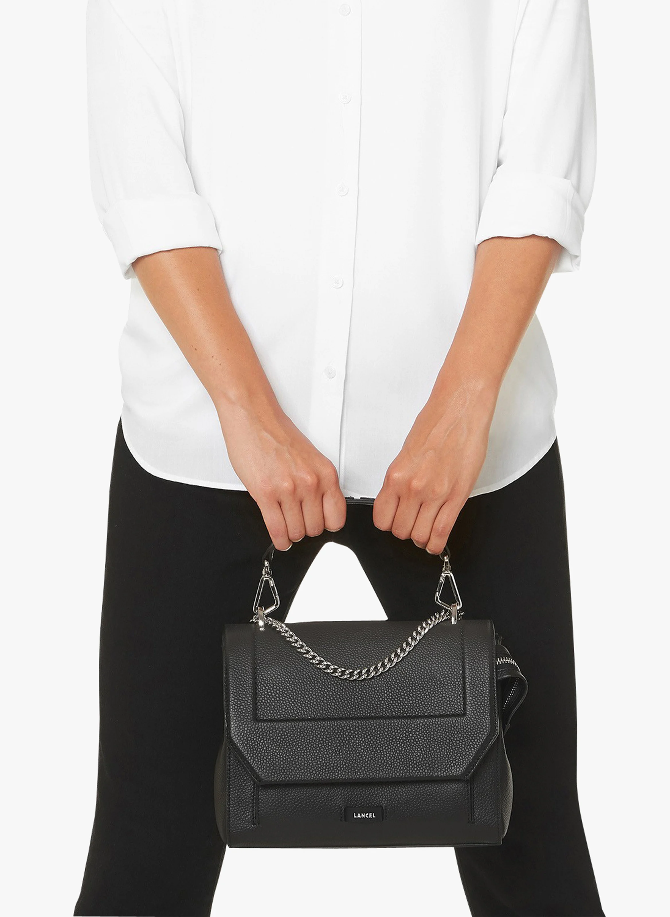 NINON M - Sac à rabat en cuir grainé | Noir