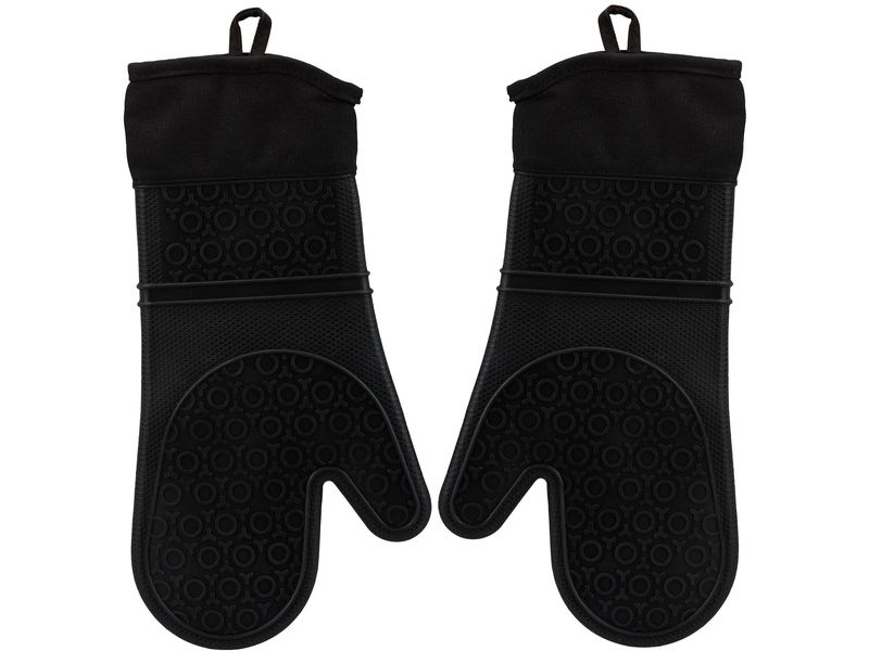 relaxdays Topflappen Schwarz Ofenhandschuhe aus Silikon
