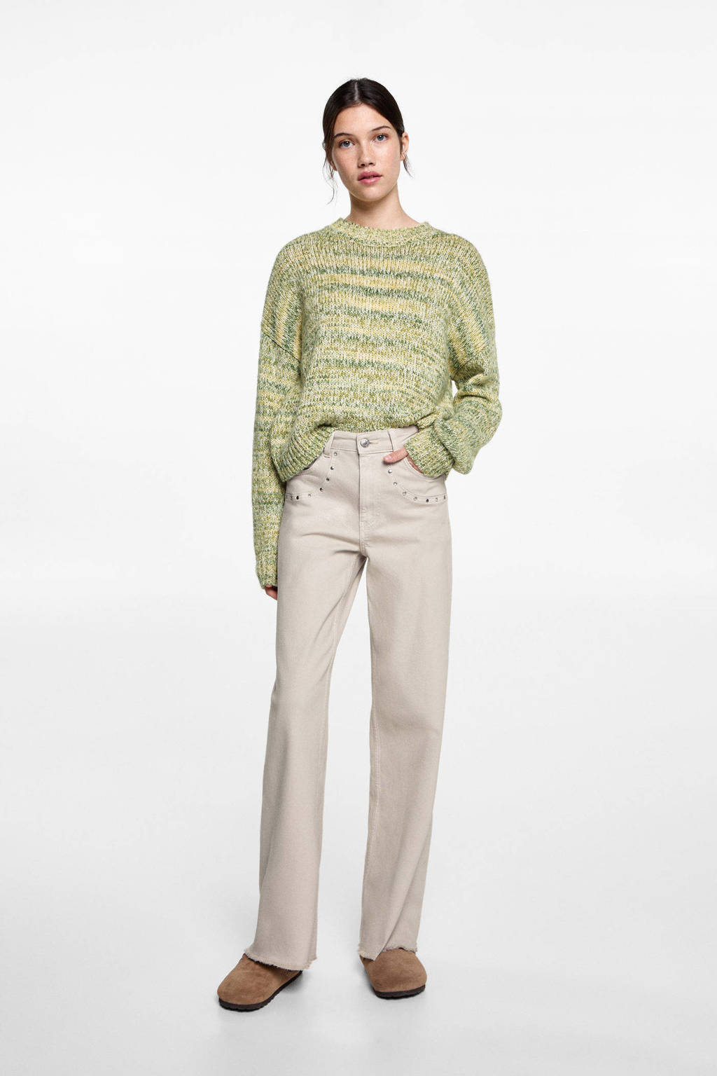 MANGO TEEN straight casual broek grijs