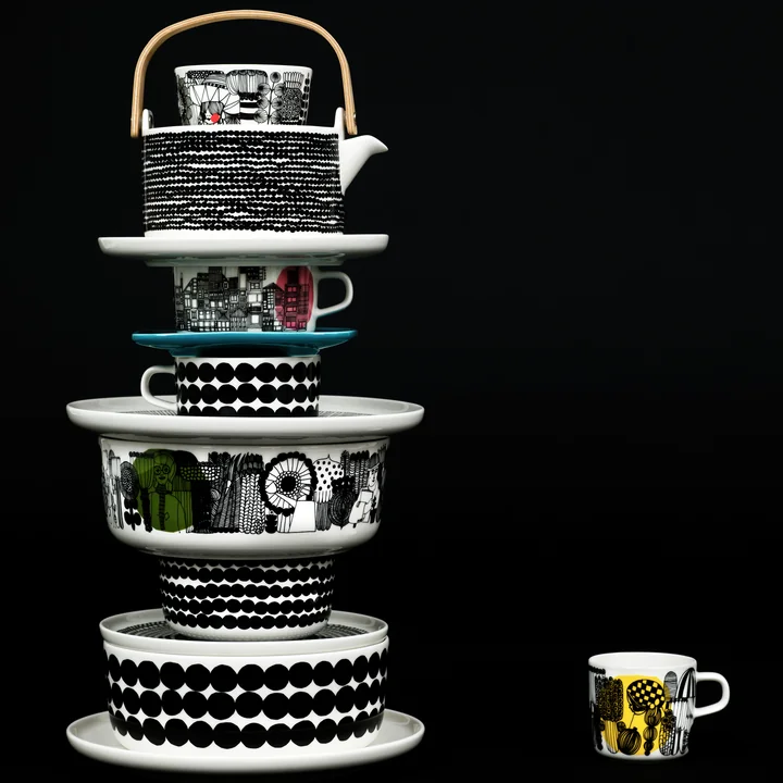 Marimekko - Oiva Räsymatto Teekanne, schwarz / weiss