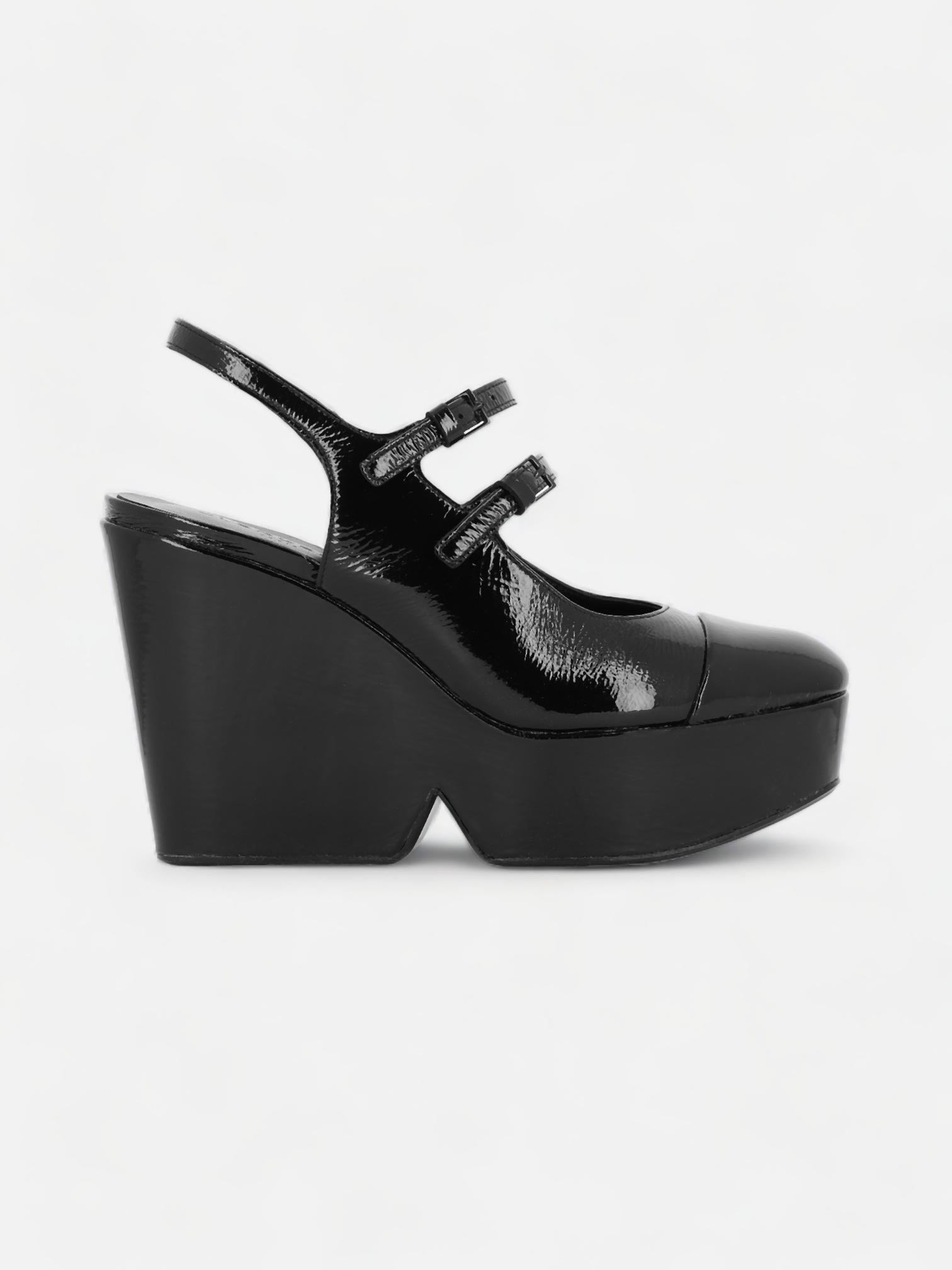 WEDGES - BONITA pumps, varnished goatskin black