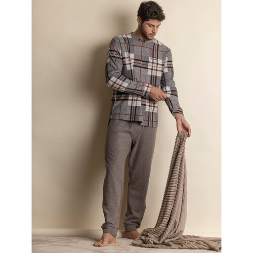 Admas - Manta escocesa de interior Jacquard Marrón
