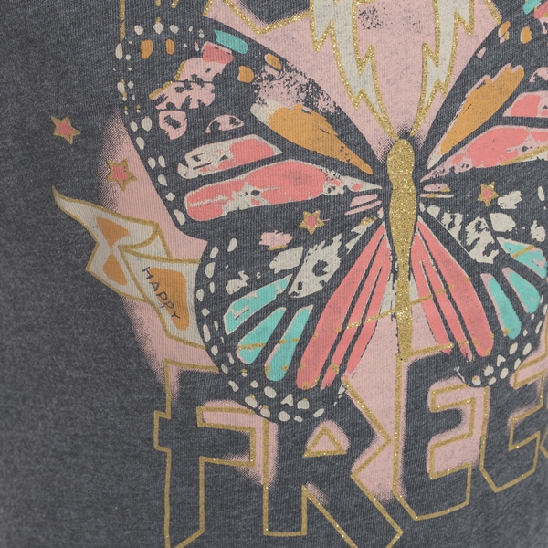 TwoDay meisjes T-shirt zwart met vlinderopdruk