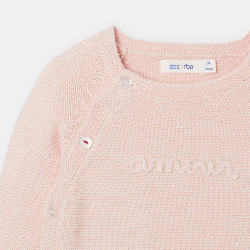 Ensemble 2 pièces en tricot rose naissance Absorba Rose