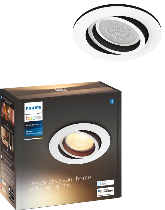 Philips Hue Milliskin forsænket spotlys (hvid)