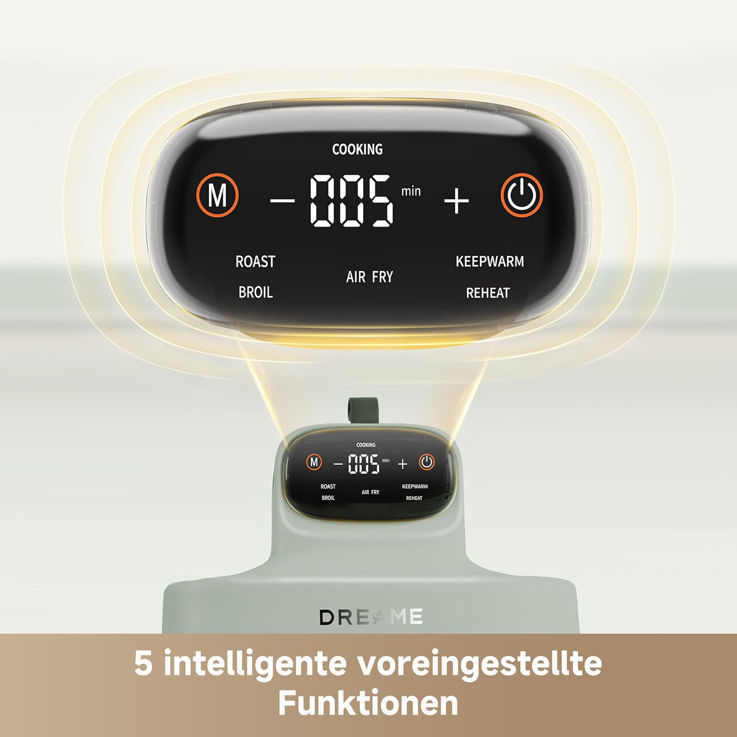 dreame Tasti AirFryer 5-in-1 tragbare Glas-Heißluftfritteuse, Zwei-Behälter-Setup (2,5 L + 4,5 L), 6 mm Borosilikatglas, 3D-Heißluft-Umwälzung, spülmaschinengeeignet, 360°-Panorama-Ansicht, abnehmbar