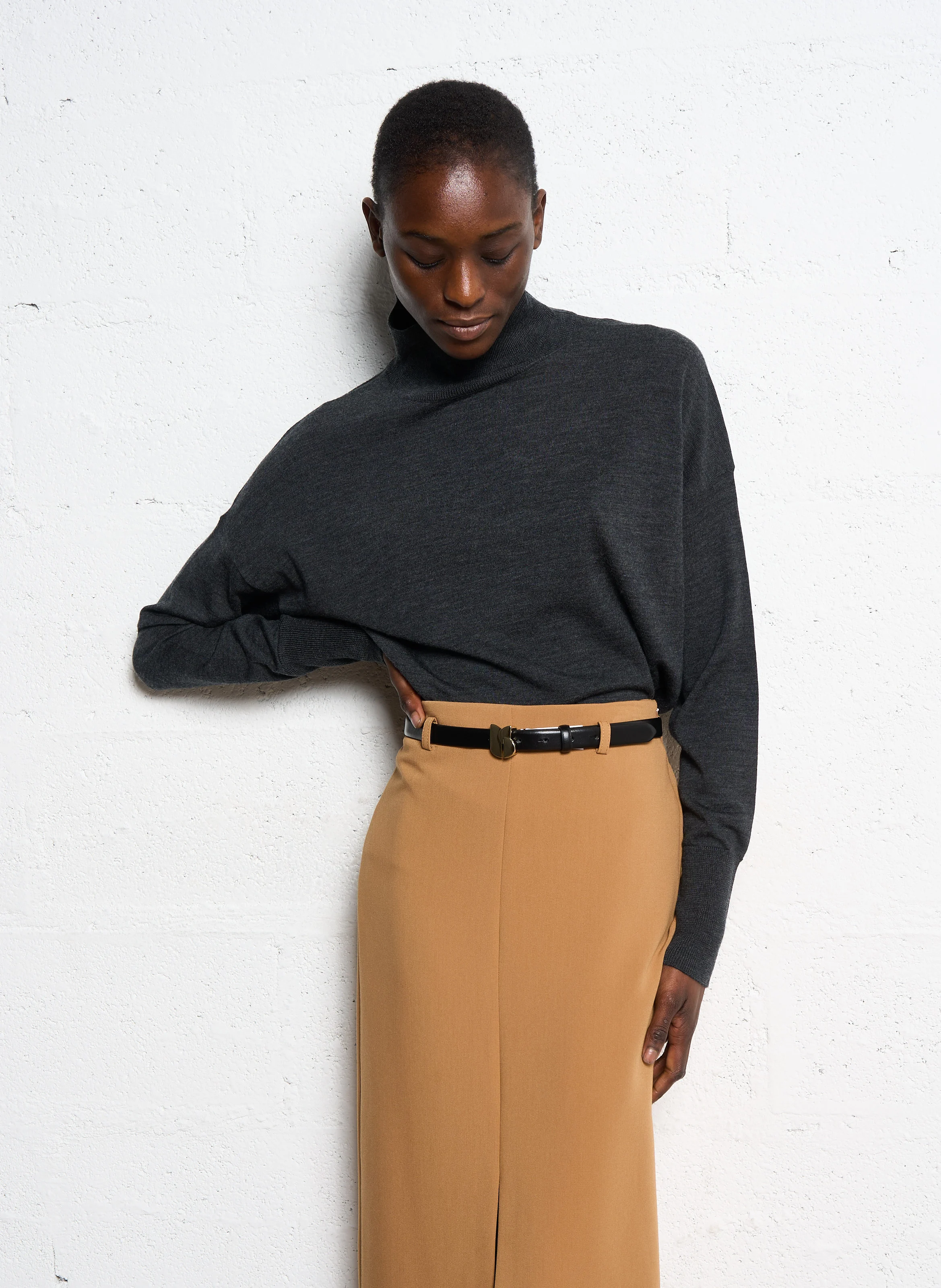 ASSIA - Pull col roulé en laine | Noir