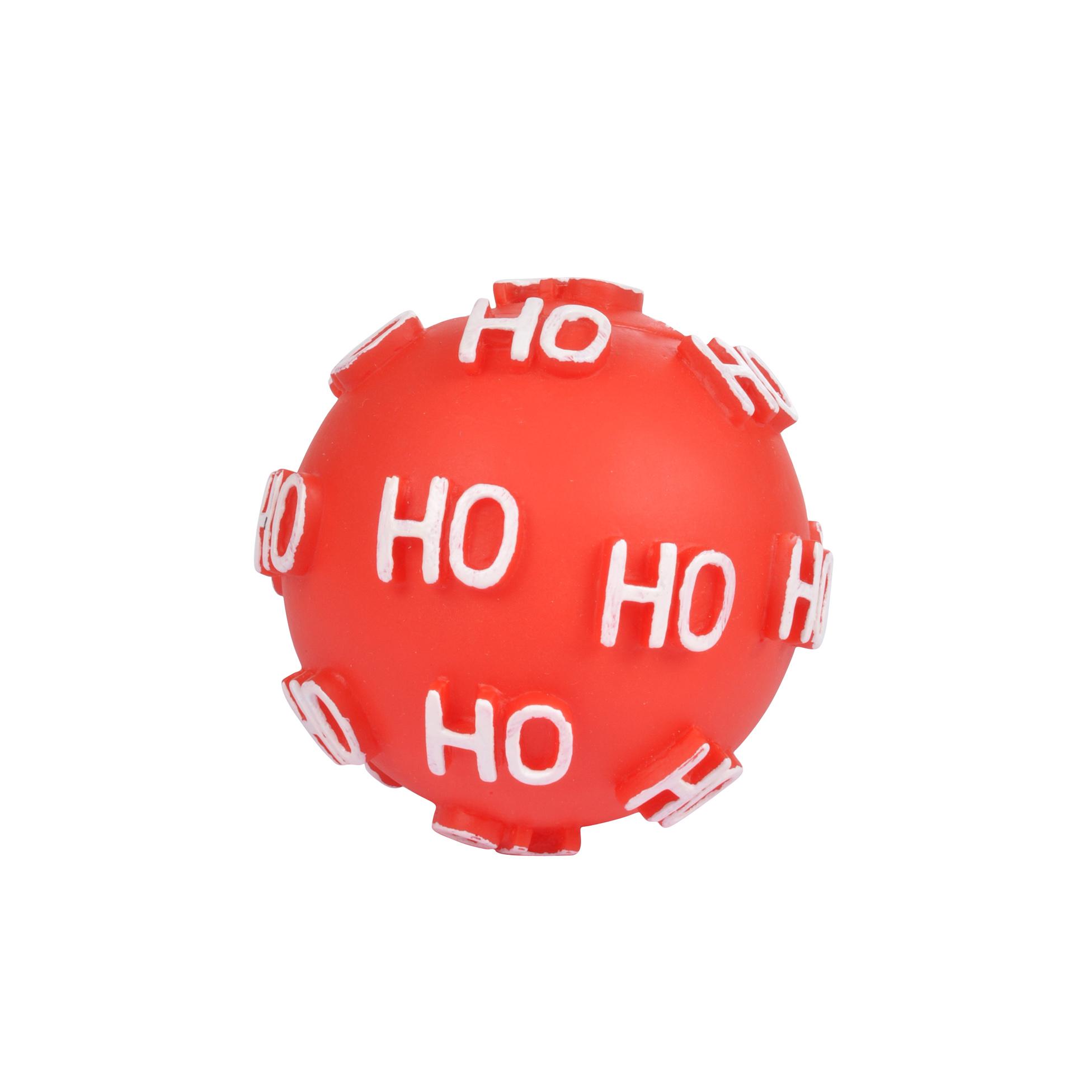 JOUET BALLE NOEL VINYLE SONORE 9CM ROUGE