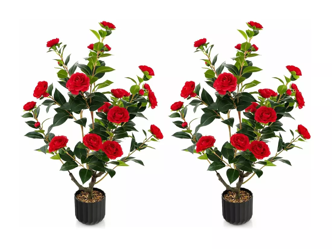Plante artificielle à fausses fleurs de 95 cm,décoration de magasin bureau maison (rouge)