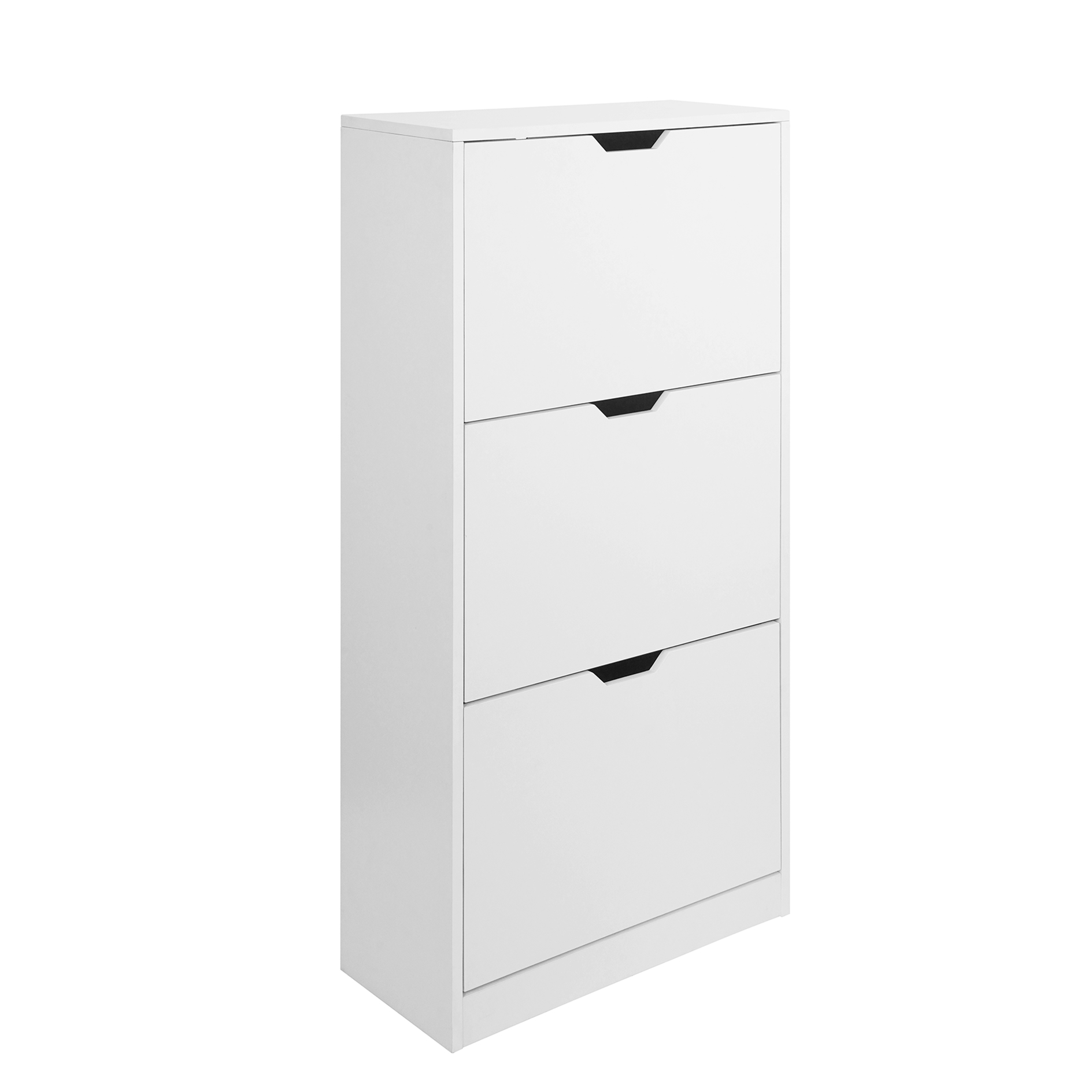 Schuhschrank - weiß - 3 Klappen - 117 cm hoch