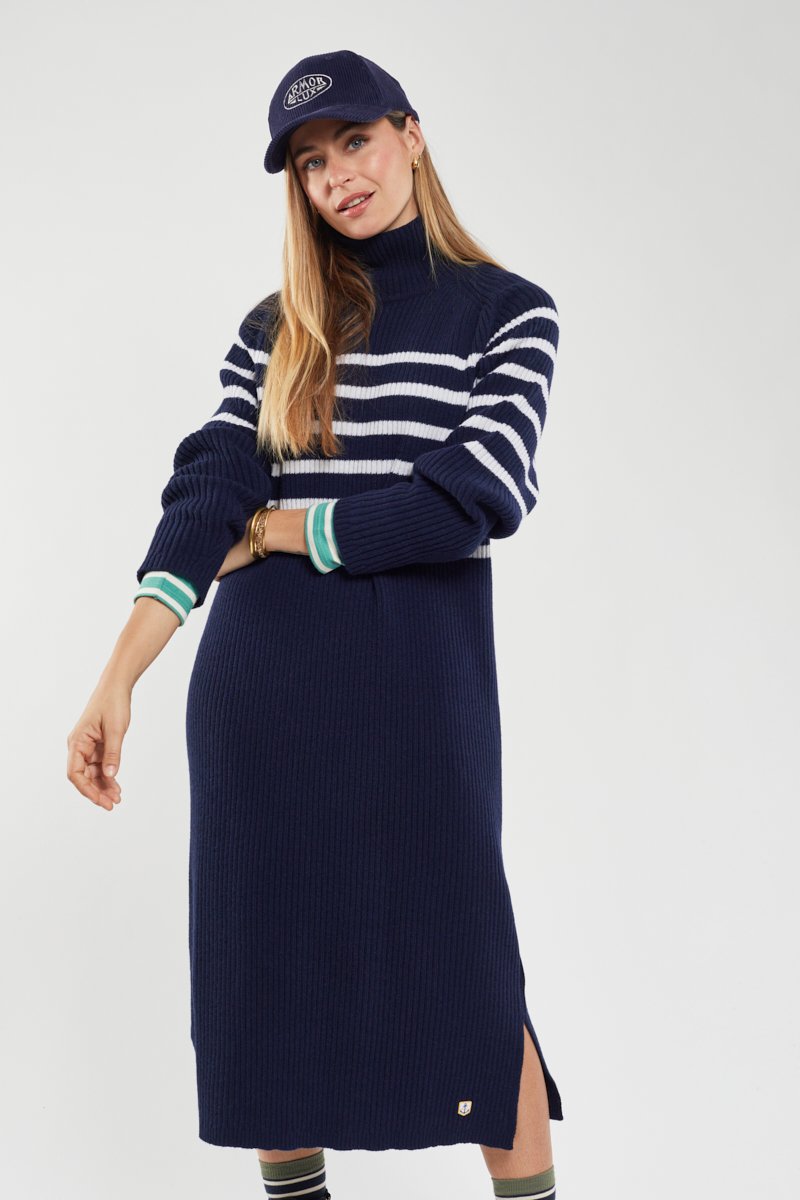 Robe pull rayée - laine