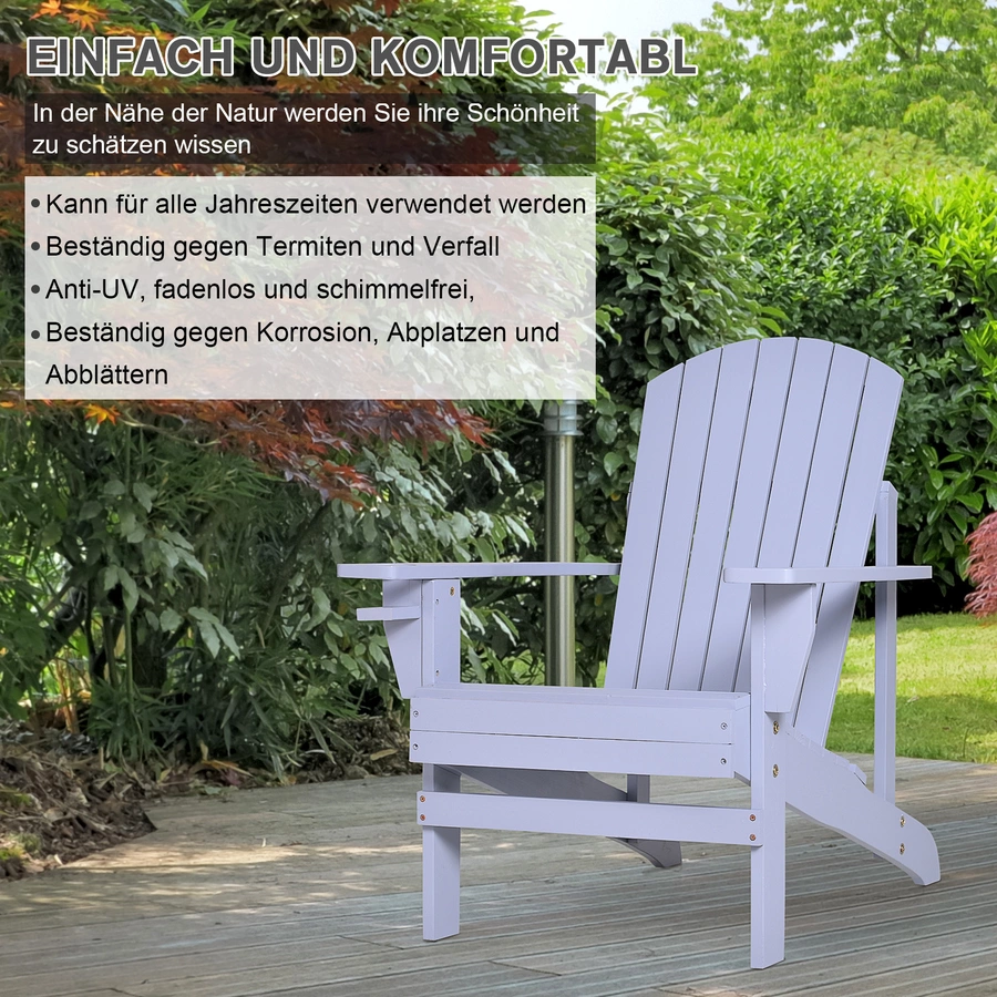 Outsunny Gartenstuhl aus Massivholz grau