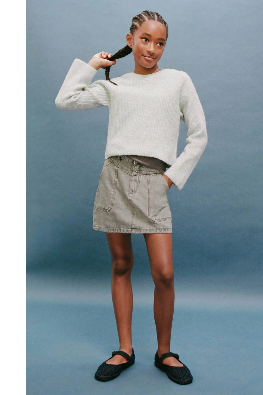 Mango Kids denim spijkerrok grey denim