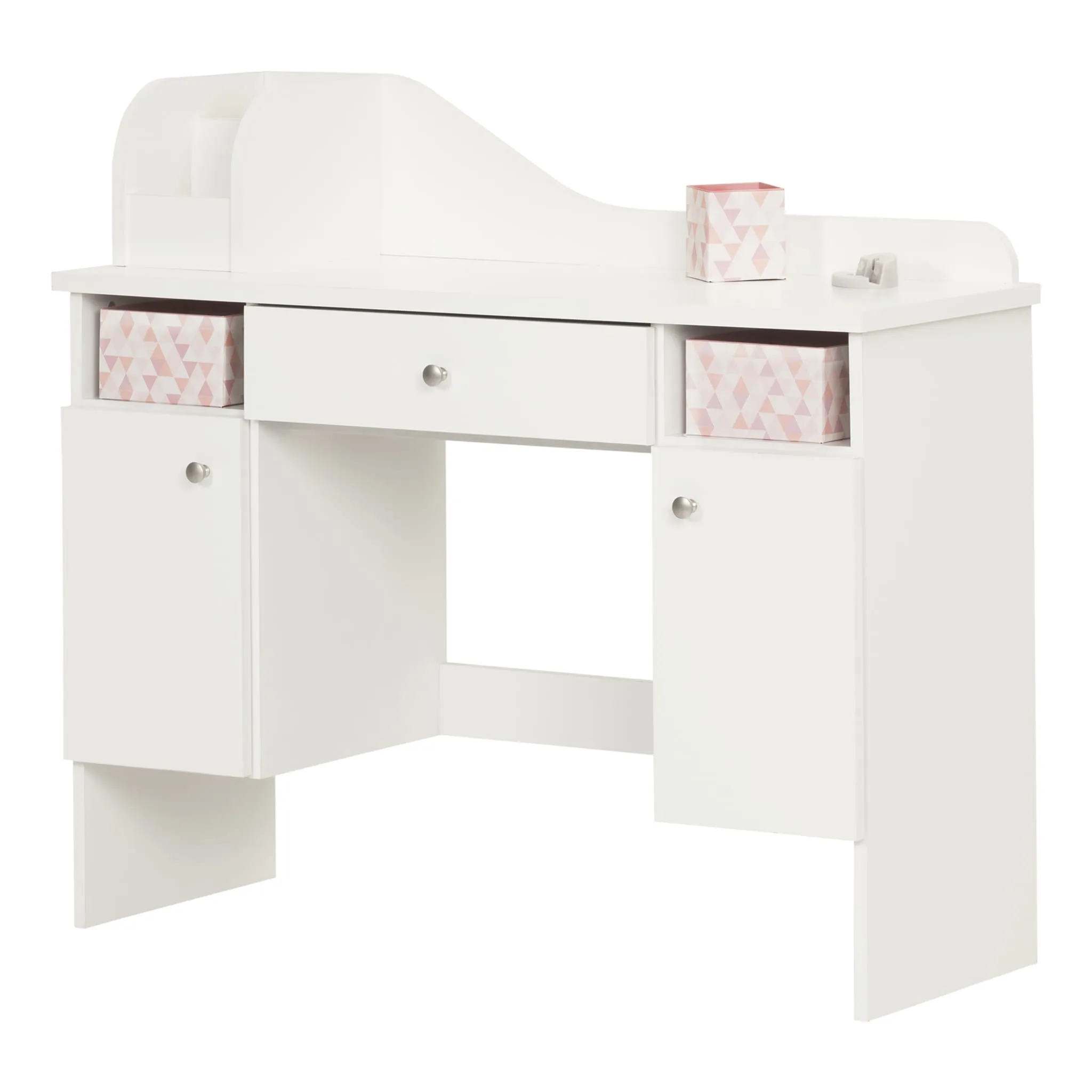 South Shore Meuble Coiffeuse avec Tiroir - Vito Blanc solide
