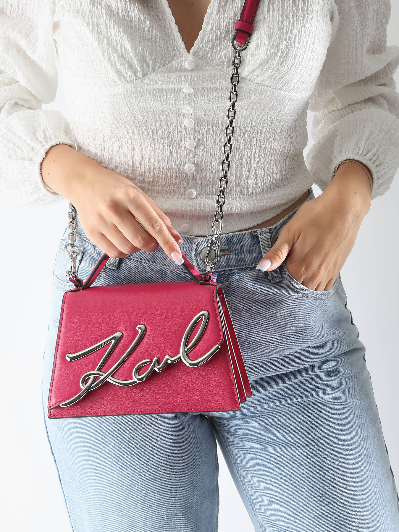 Sac bandoulire K signature cuir KARL LAGERFELD