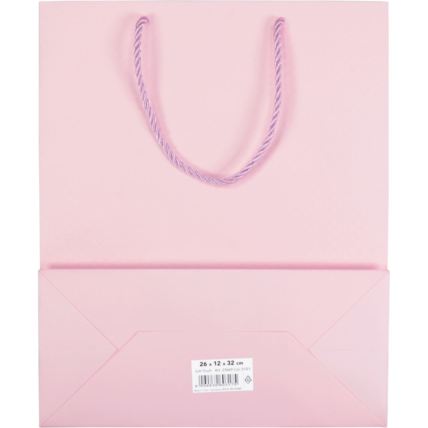 Tas, Papier, embossed, 31x 12x26cm, draagtas, pastelroze