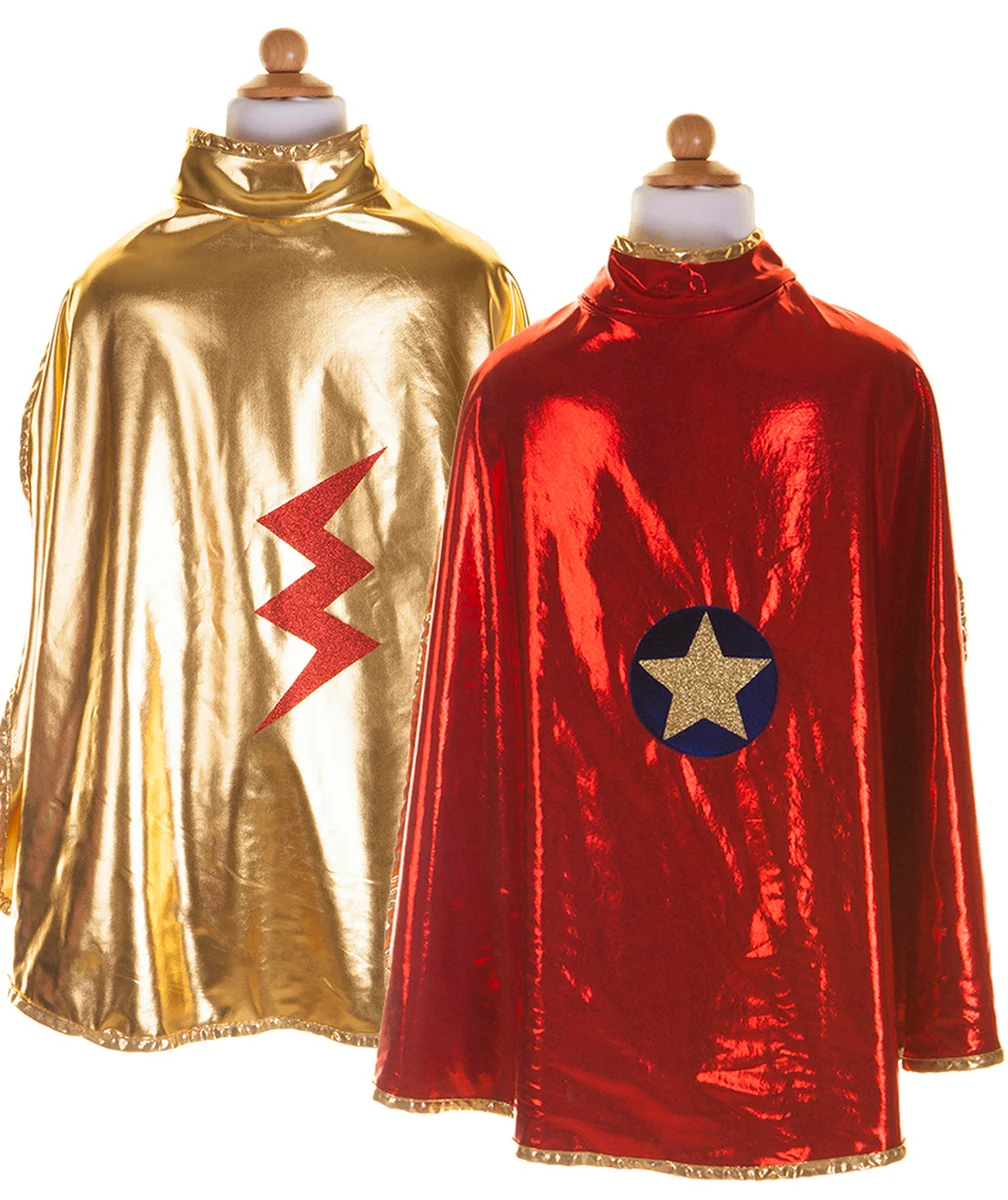GREAT PRETENDERSDÉGUISEMENT CAPE DE SUPER-HÉROÏNE RÉVERSIBLE FILLE OR ET ROUGE