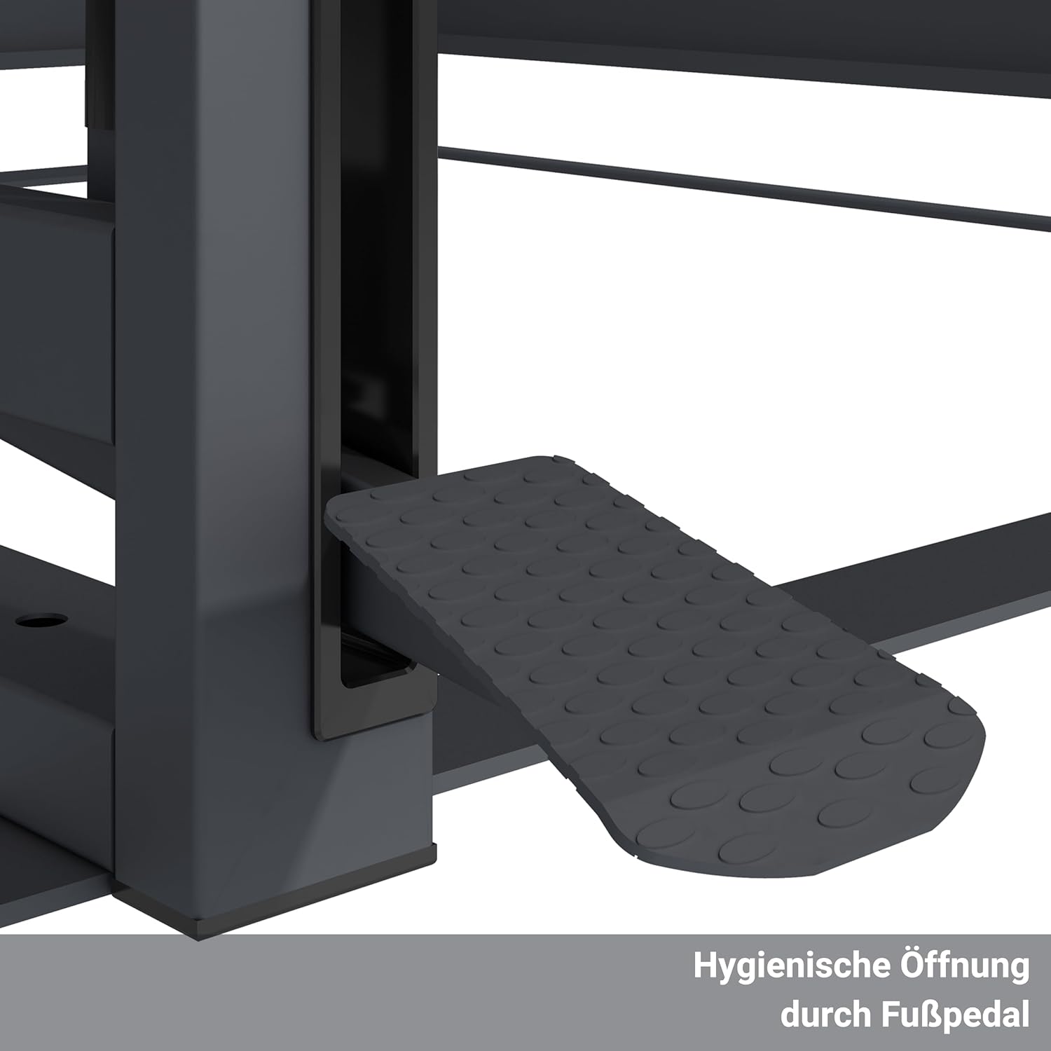 Mülltonnenbox Metall Anthrazit für 2×240L - Premium Mülltonnenverkleidung mit Fußpedal, pulverbeschichtet, Holzoptik-Front – W132×D80×H116 cm