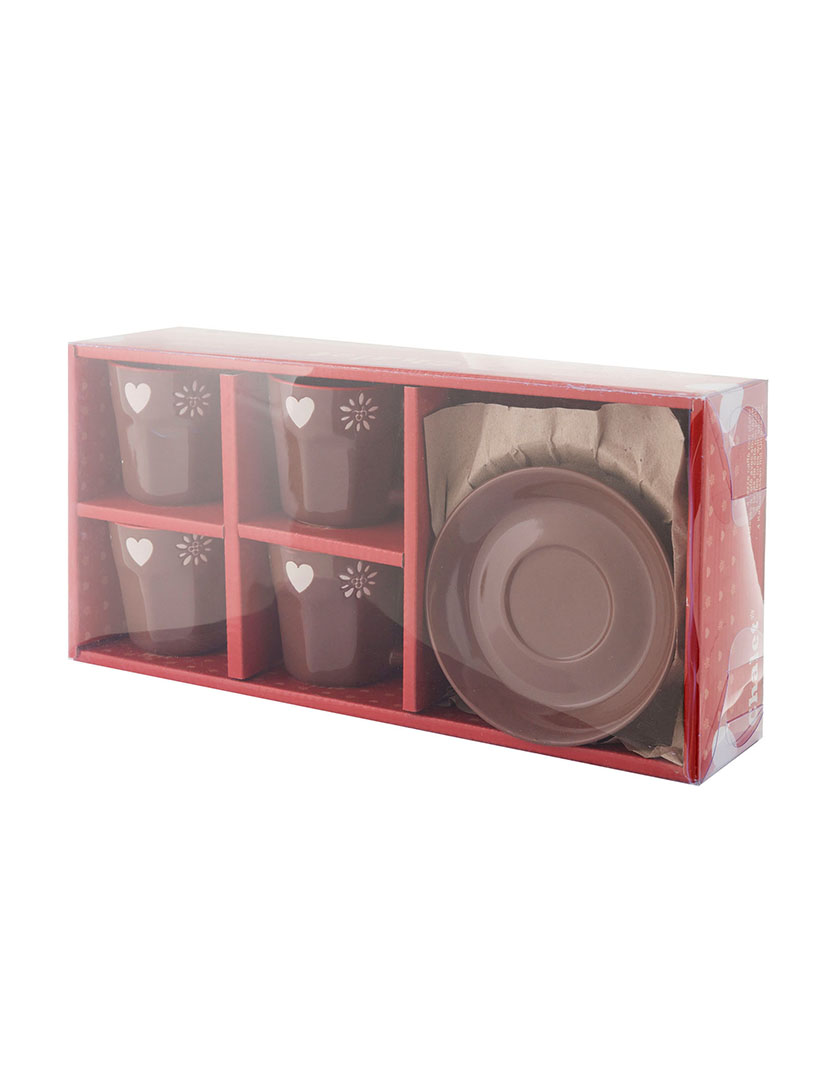 Set of 4 Chalet Coffee Cups with Saucer