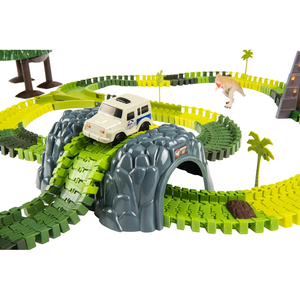 Jurassic World Dinosaurier-Rennbahn-Set und 3 Dinosaurierfiguren