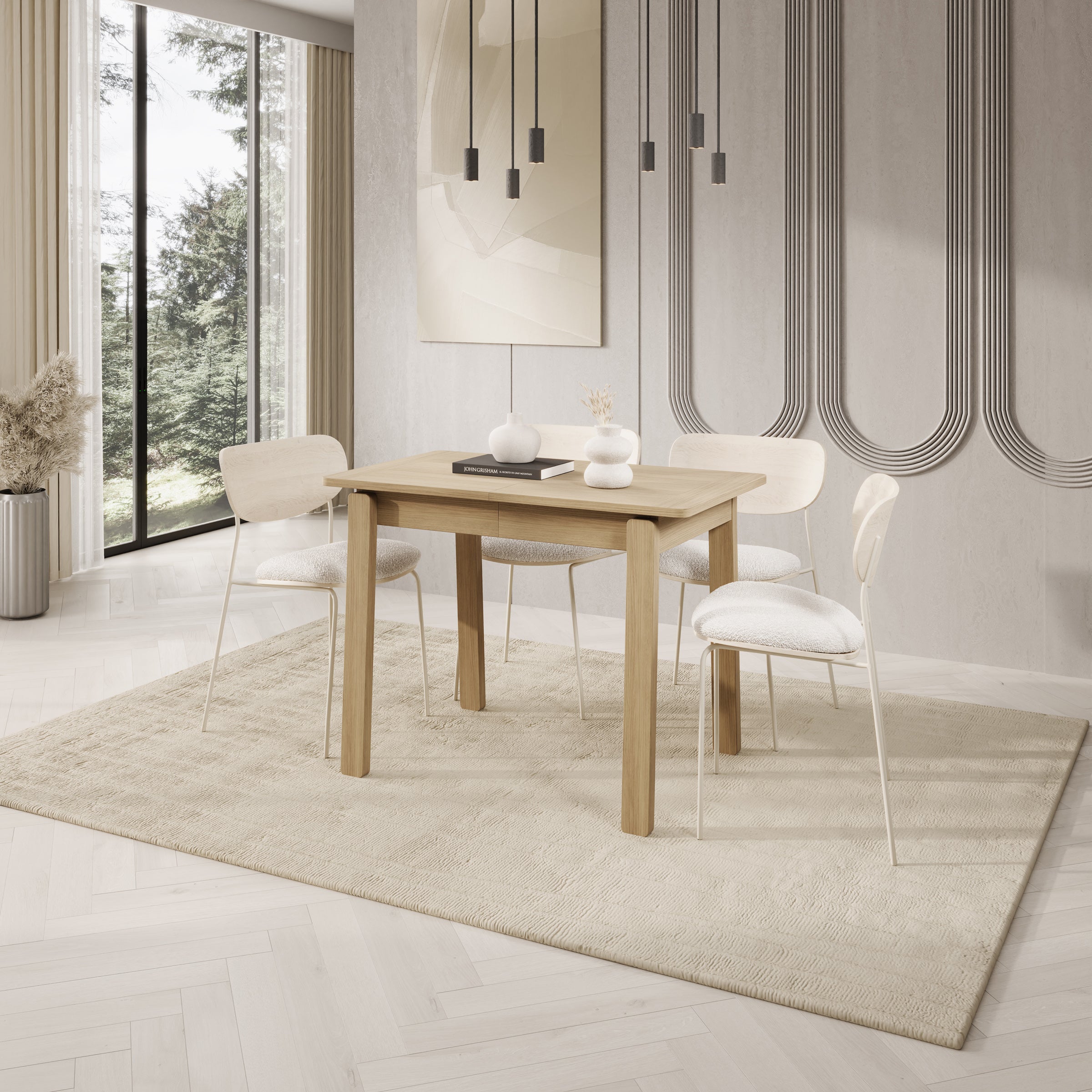 Portino - Eetkamertafel - Licht eiken - 104-224x60x77 cm