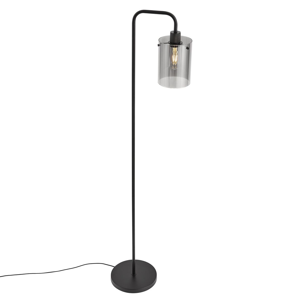Design vloerlamp zwart met smoke glas - Domo