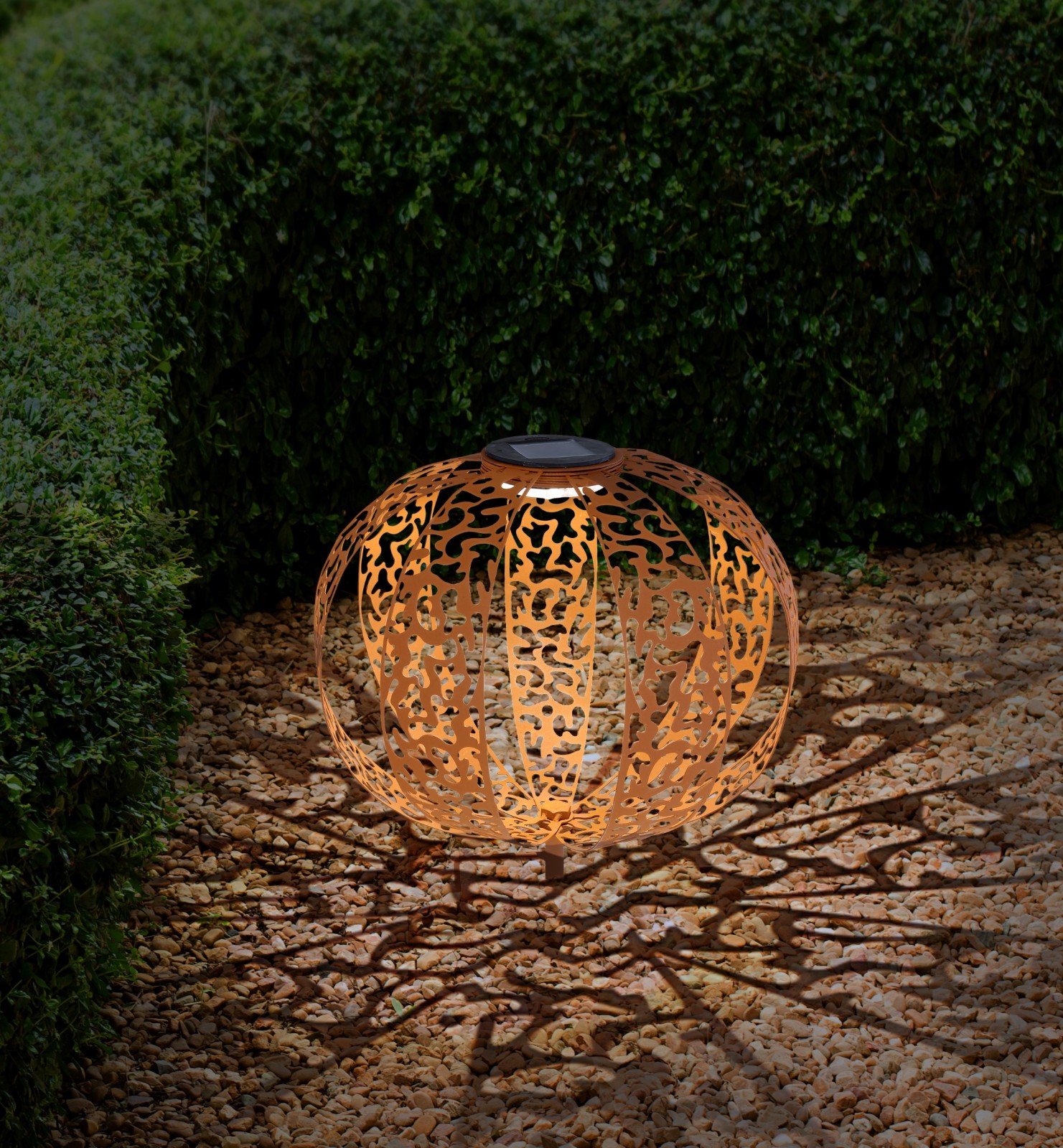 LED-Solarleuchte - rostfarbe antik - Ø 30 cm