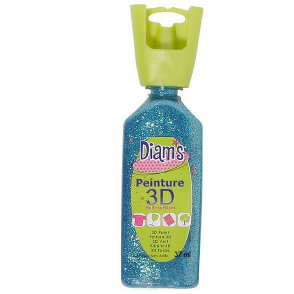 Peinture 3d multisurface - pailleté turquoise