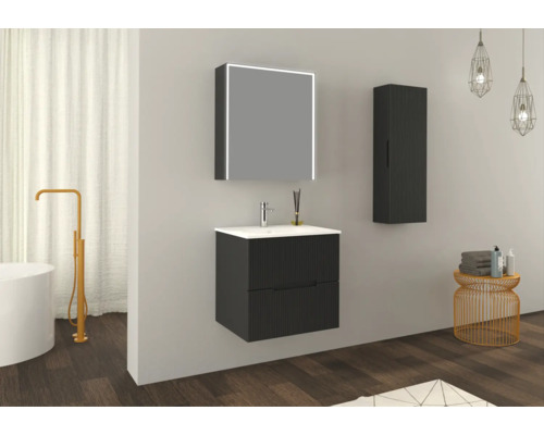 Jungborn wastafelmeubel SEDICI BxHxD 60 x 57 x 50 cm Frontkleur zwart mat 55731