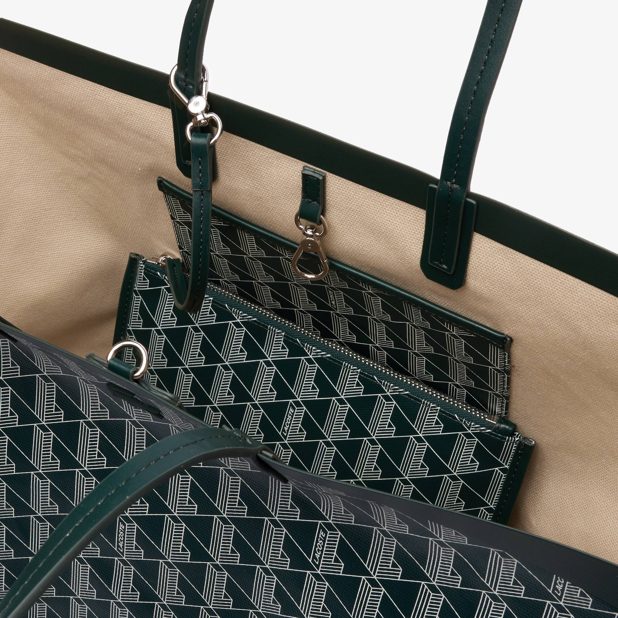 Zely Tote Bag Large aus beschichtetem Canvas mit Monogramm Taschen - Grün - Lacoste - Damen