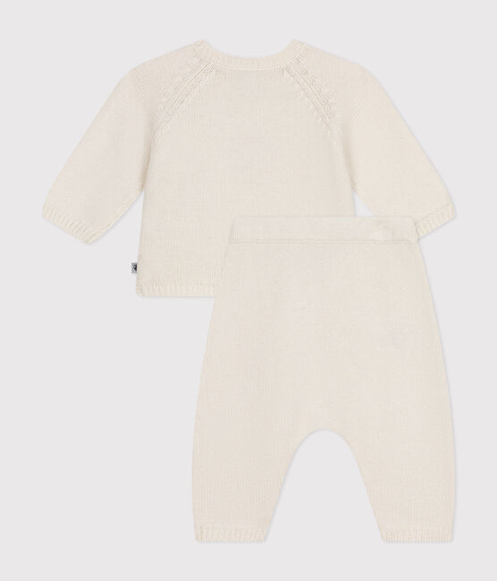Ensemble en tricot laine et coton motif coeur bébé