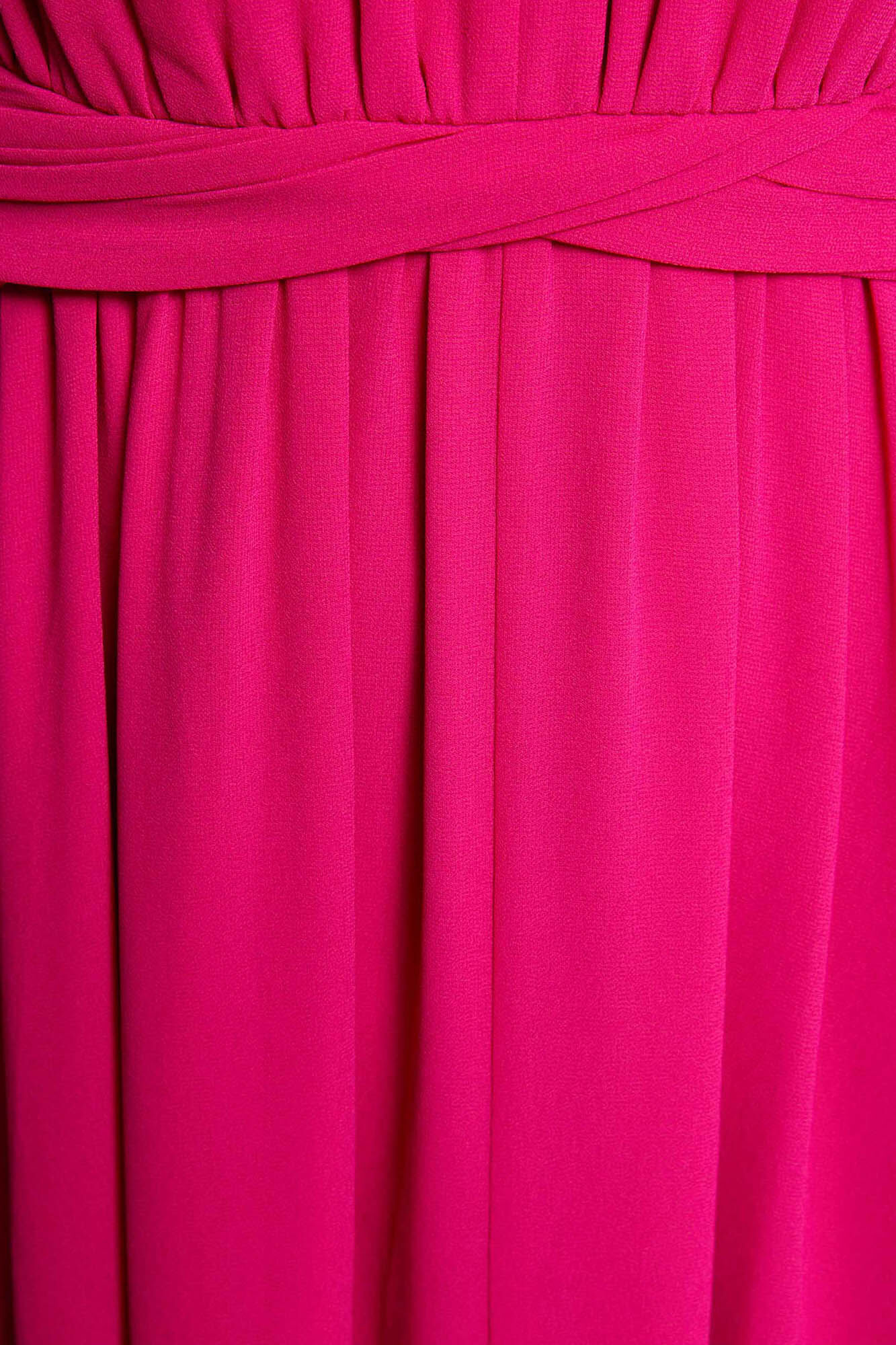Vestido longo evasê com fenda - Fúcsia