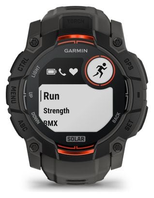 Montre GPS Garmin Instinct 3 Solar - 50 mm Noir avec Bracelet en Silicone Gris Charcoal