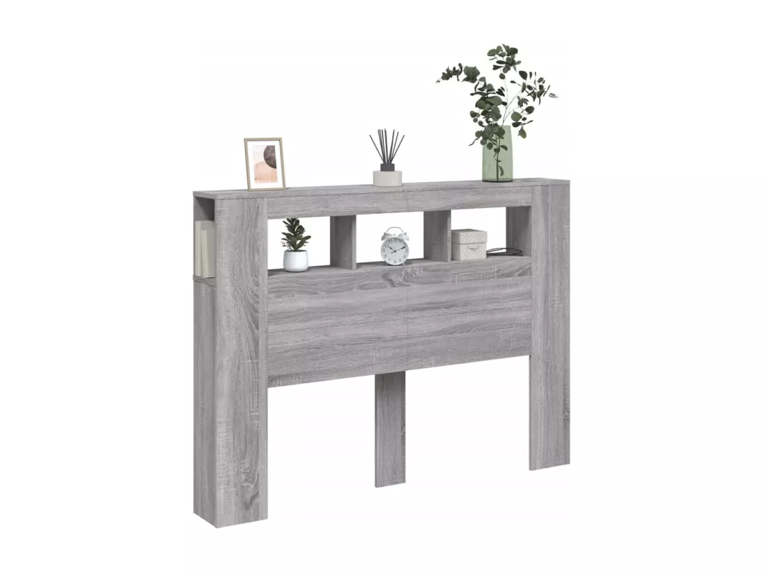 Tête de lit à LED sonoma gris 140x18,5x103,5 cm bois ingénierie